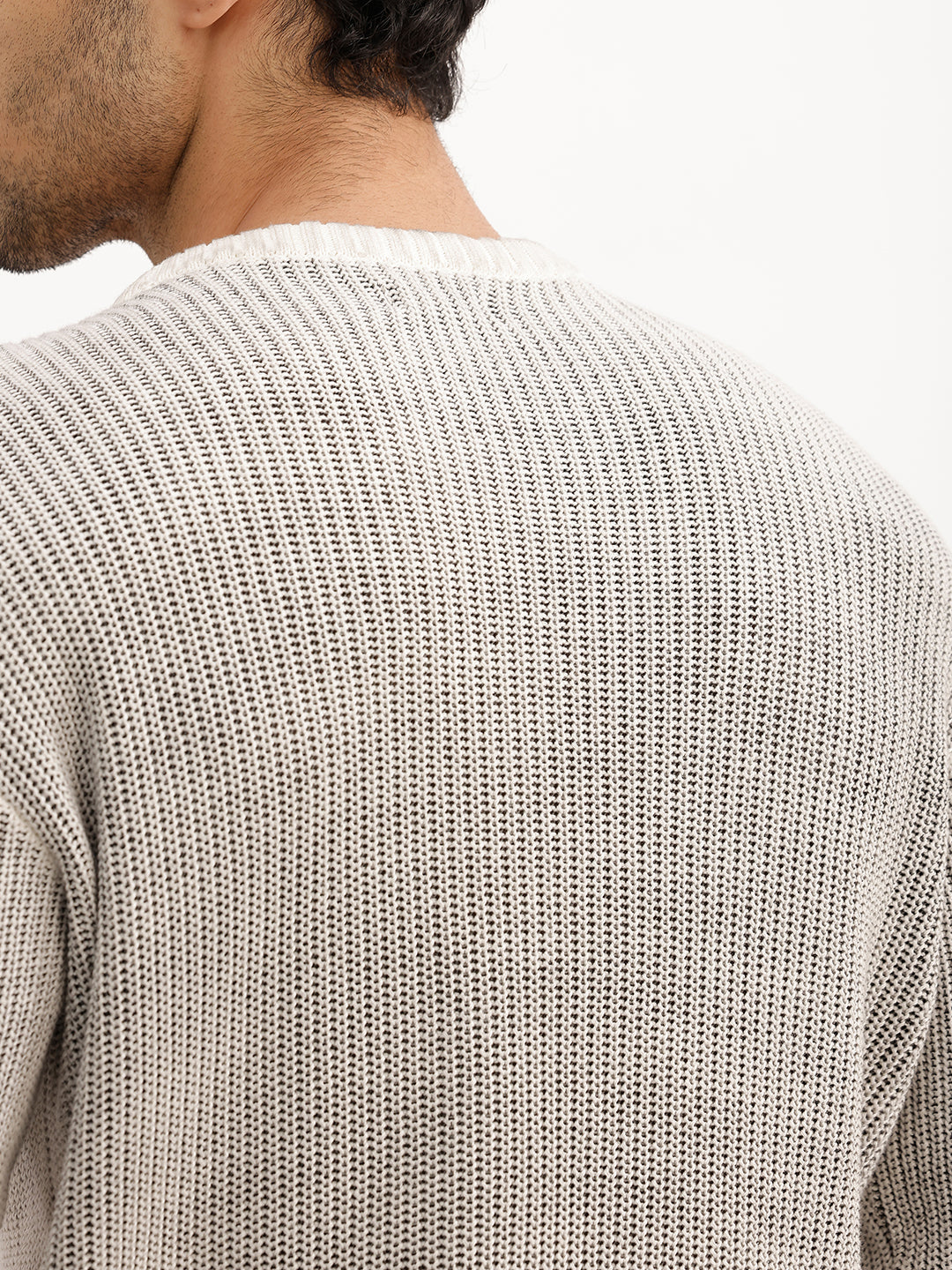 Solid Comfort Fit Knitted Sweatshirt | Grey