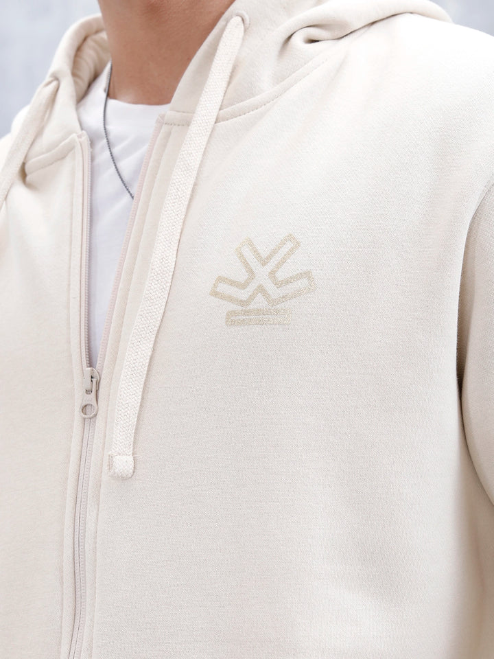 Men’s Solid Zip-Up Hoodie Sweatshirt | Tapioca