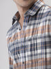 Checkered Glitch Brown Cotton Shirt