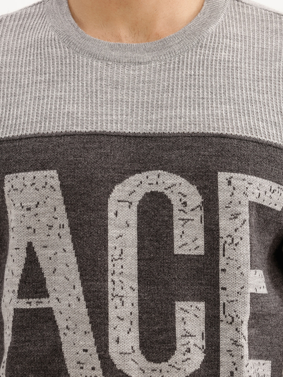 Classic Regular Fit Jacquard Sweater | Grey