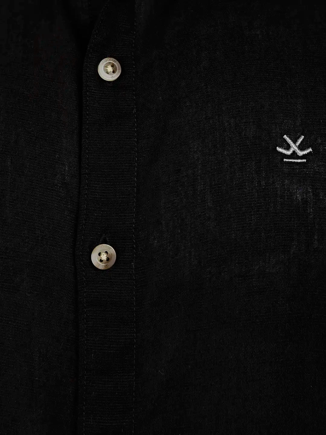 Linen Blend Slim Fit Shirt | Black