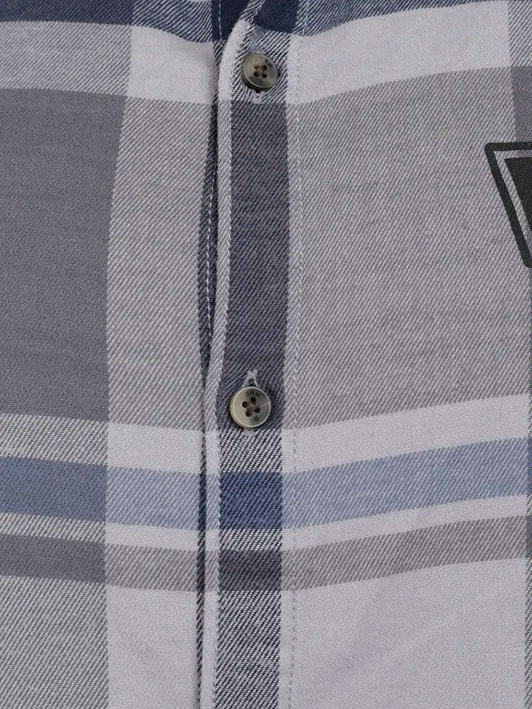 Oversized Placement Printed Checkered Shirt | Grey