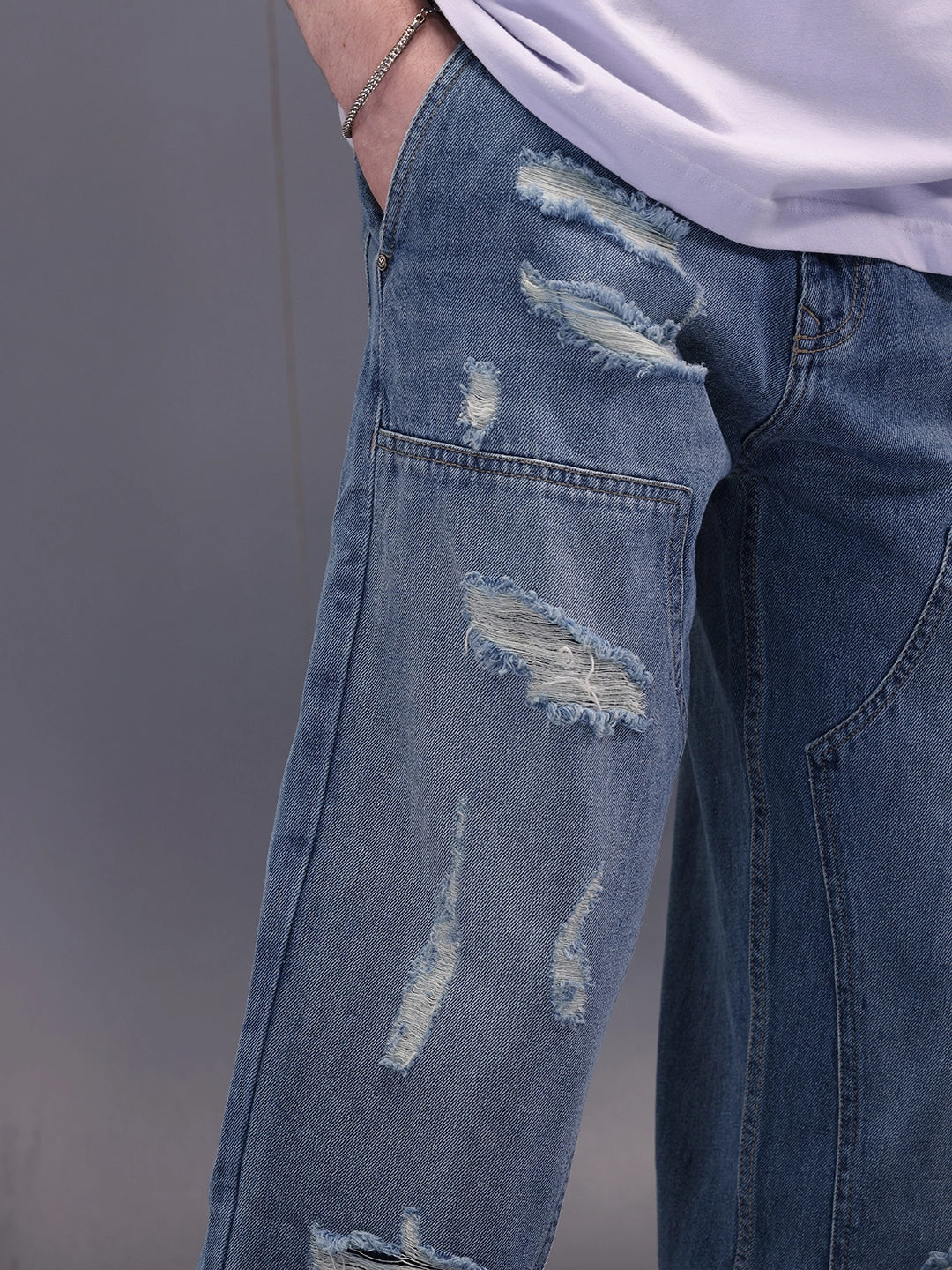 Heave Distress Loose Fit Jeans | Blue