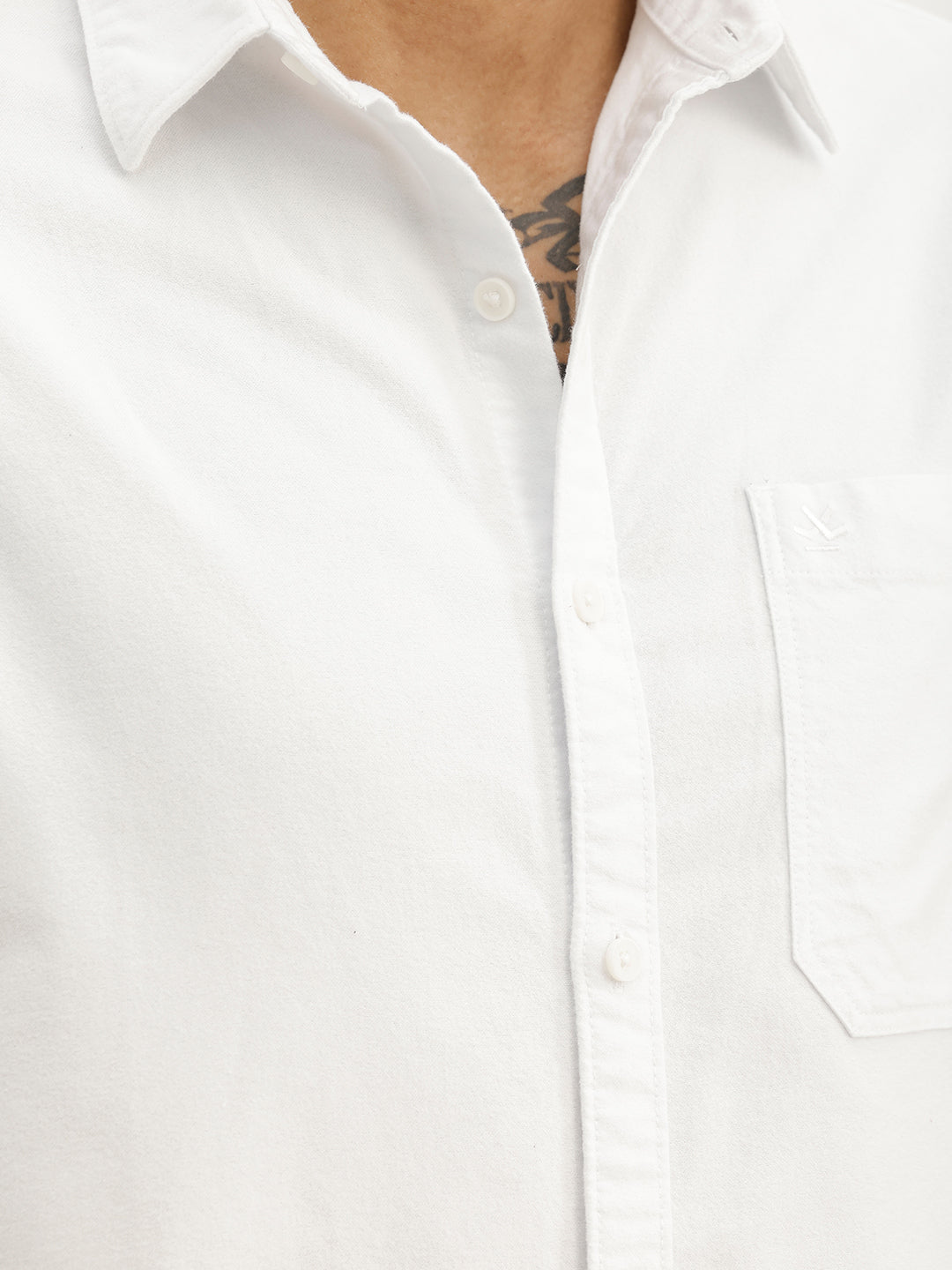 Solid Comfort Fit Full Sleeve Shirt | White