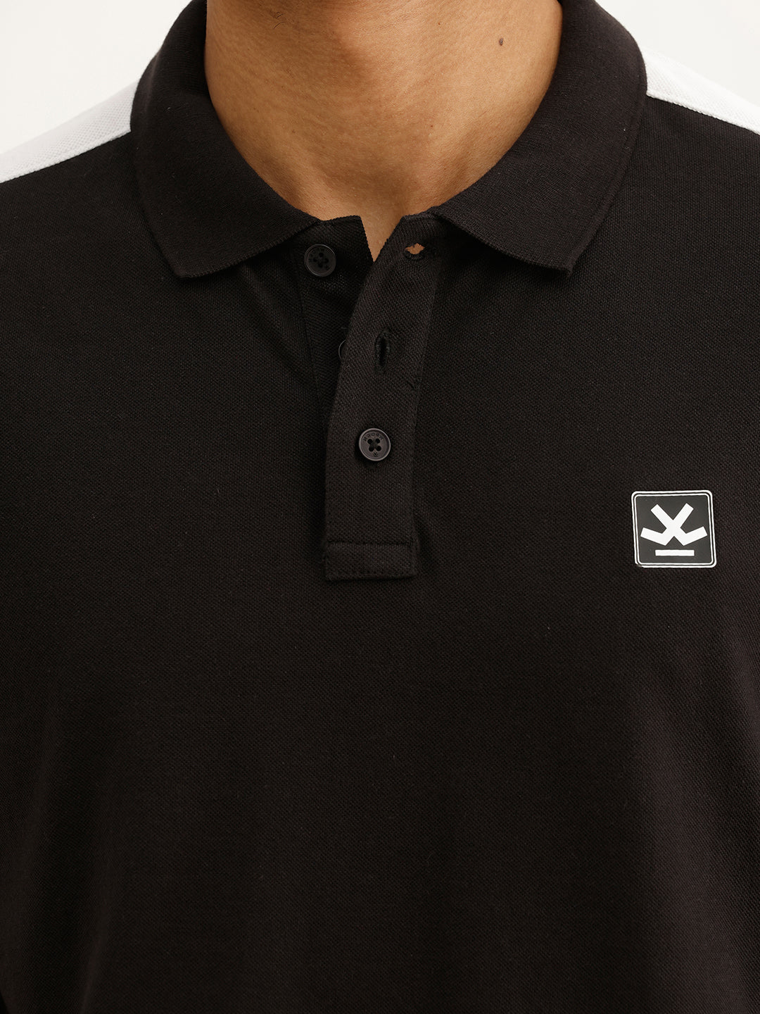 Slim Fit Contrast Sleeve Polo T-Shirt | Black