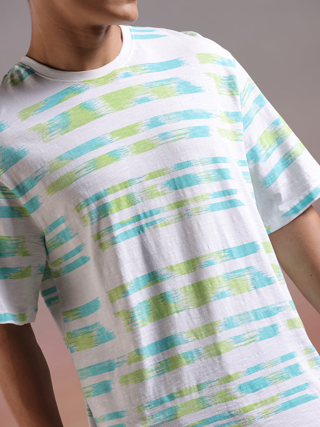 Striped Glitch Oversized T-Shirt