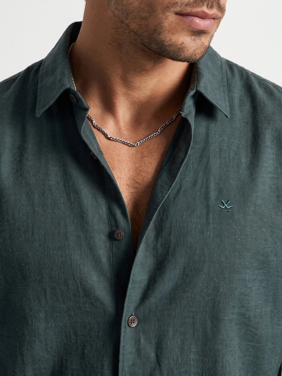 Solid Regular Fit Full Sleeve Shirt | Dark Green | WSH01FSSL0676M