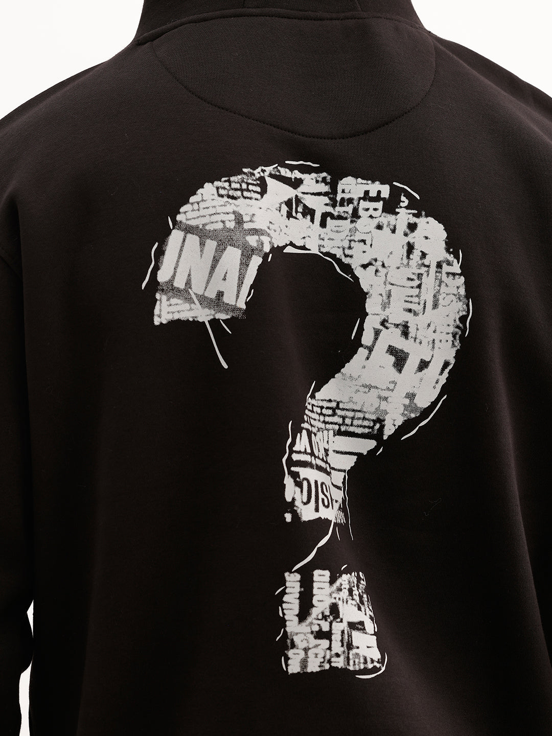 Comfort Fit Placement Printed Hooded Sweatshirt | Black