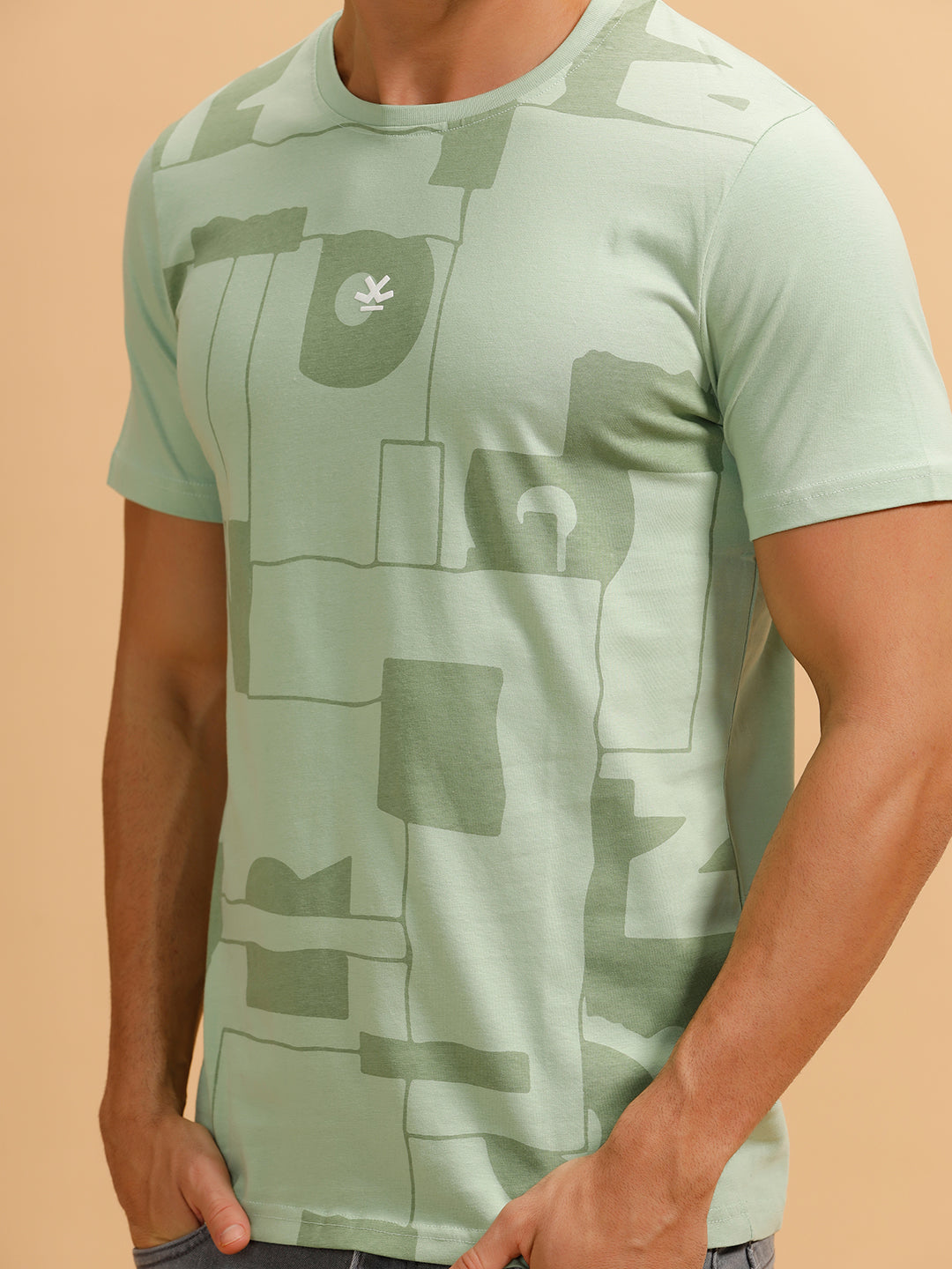 Typography Print Slim Fit T-Shirt | Light Green