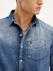 Slim Fit Faded Denim Shirt | Light Blue