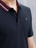 Wrogn Men's Slim Fit Polo T-Shirt With Contrast Collar | Black