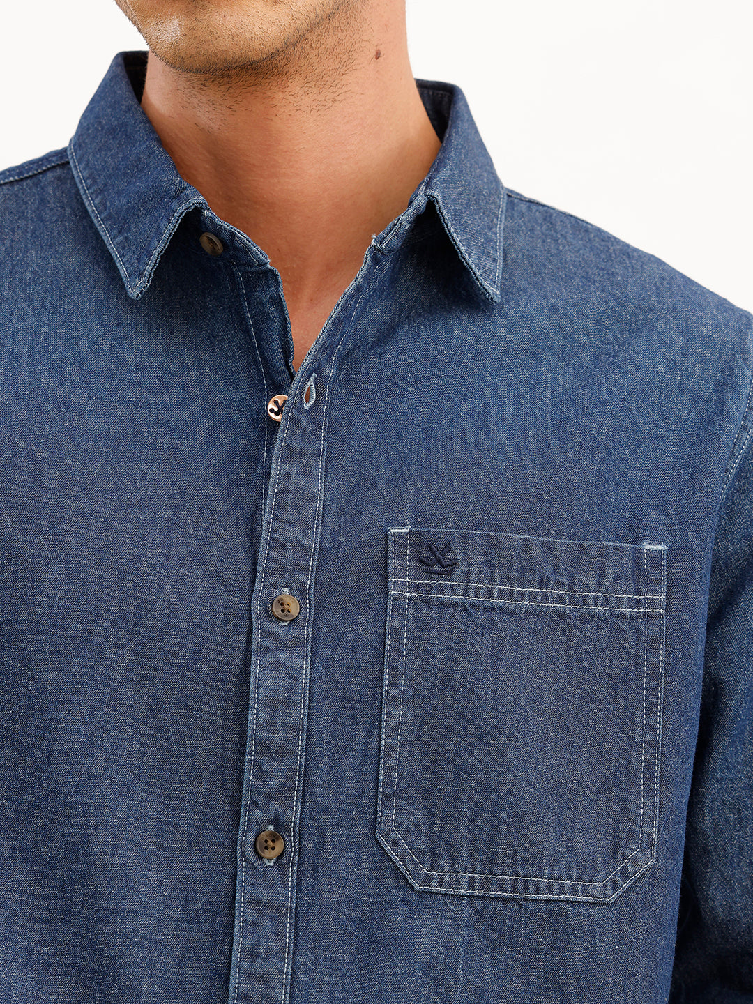 Solid Regular Fit Full Sleeve Shirt | Blue
