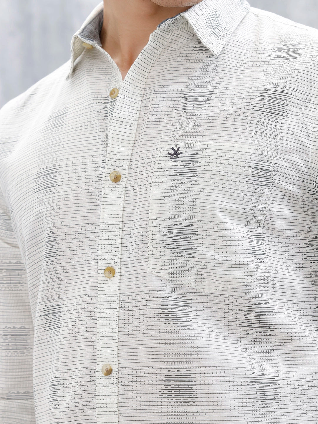 Printed Men's Casual Slim Fit Shirt | Off White