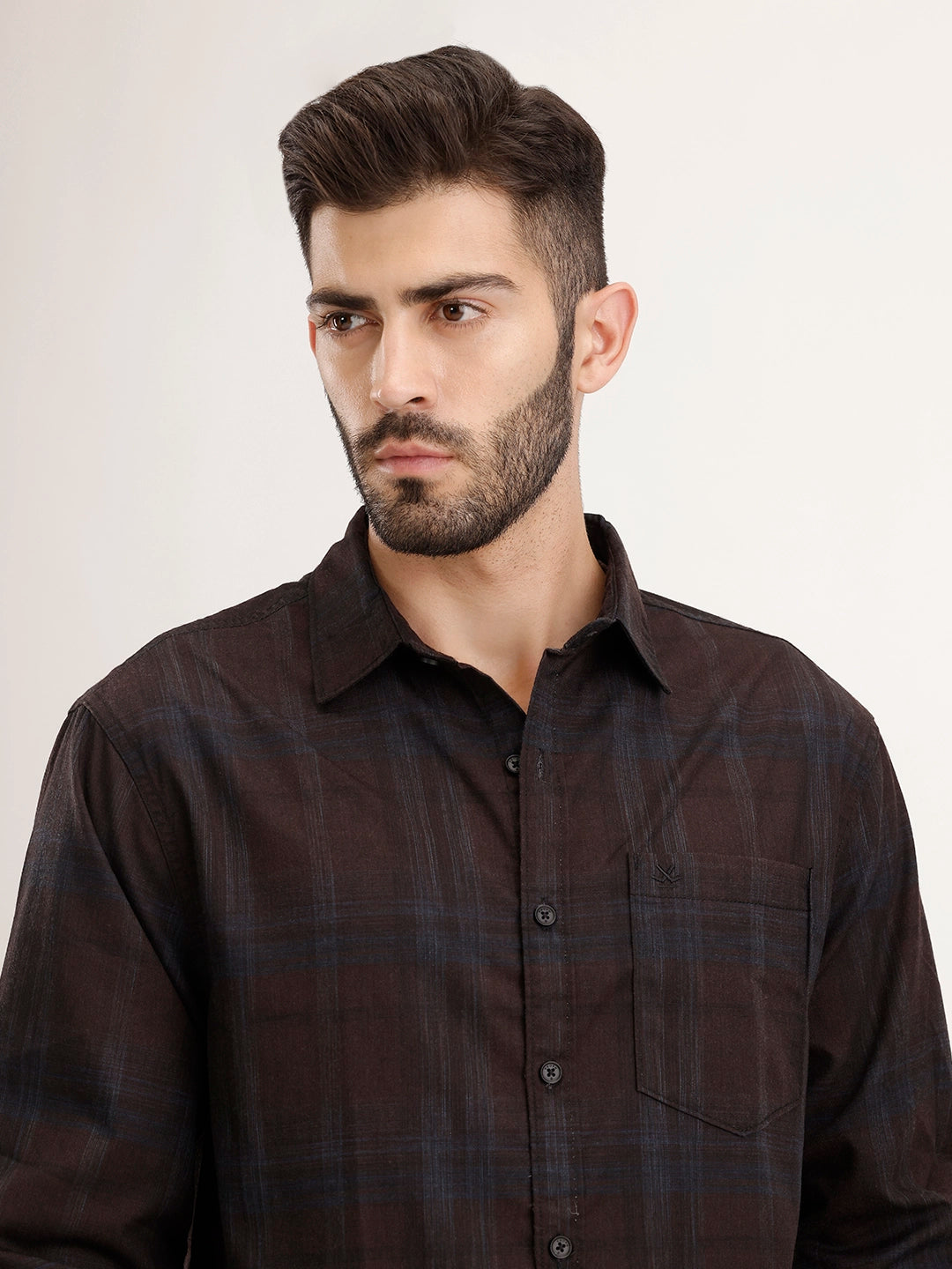 Comfort Fit Checkered Shirt | Black