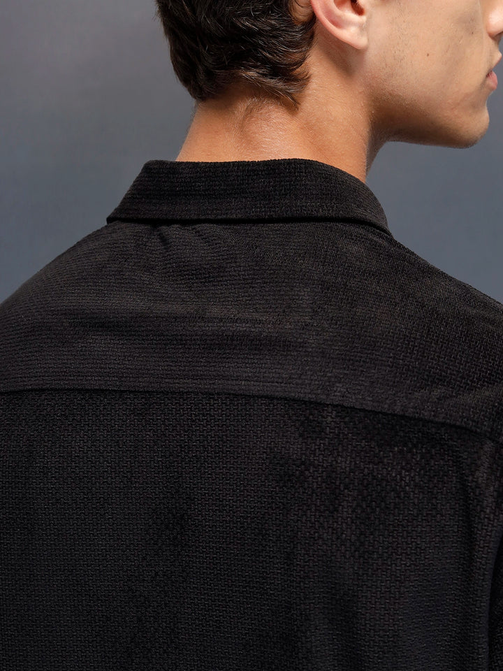 Men's casual oversize half sleeve shirt  | Black