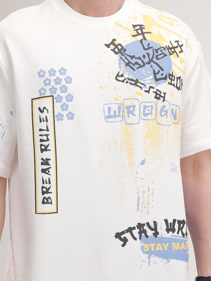Oversized Placement Printed T-Shirt | Off White