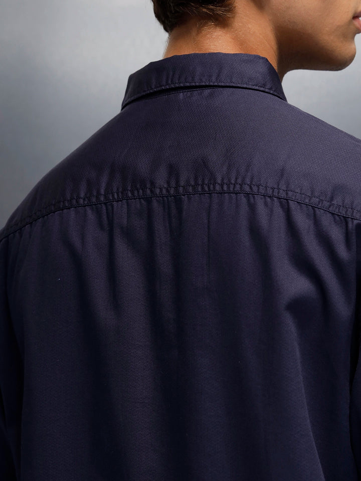 Men's oversize dual pocket shirt  | Navy Blue