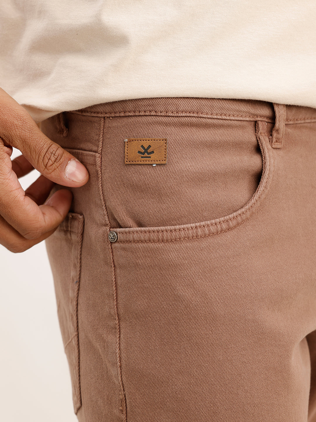 Slim Fit Solid Denim Jeans | Brown