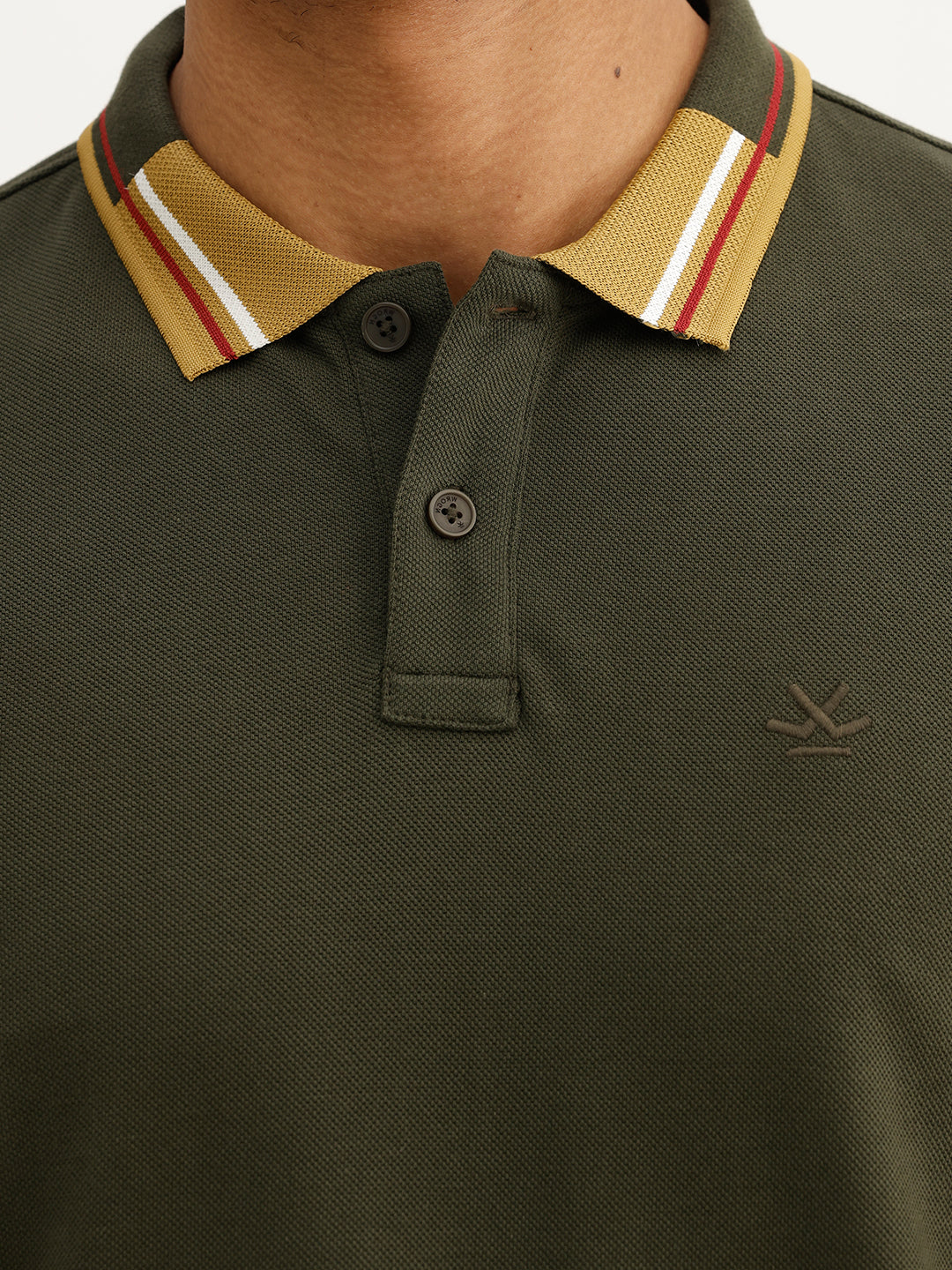 Classic Contrast Collar Polo T-Shirt | Olive