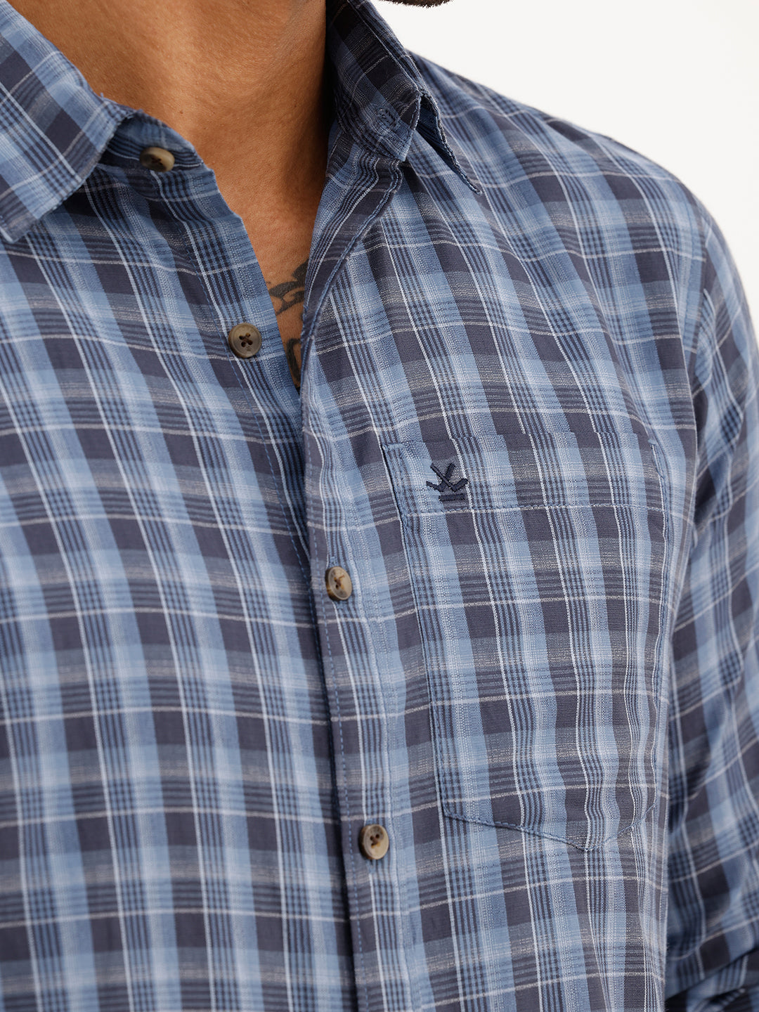 Regular Fit Checkered Shirt | Blue