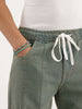 Loose Fit Pleated Denim Jeans | Olive