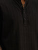 Textured Slim Fit Mandrin Collar Shirt | Black