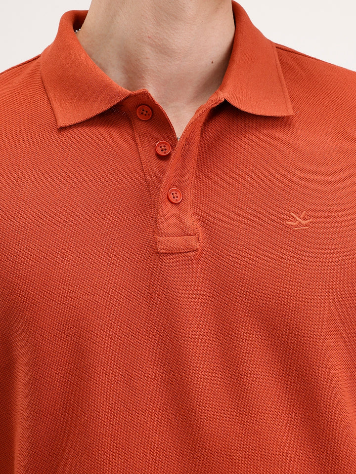Solid Slim Fit Polo T-Shirt | Rust