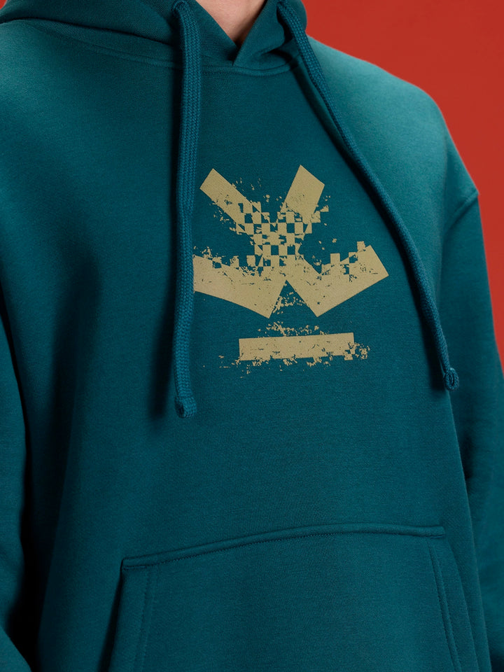Wrogn Oversized Graphic Hoodie For Men | Teal