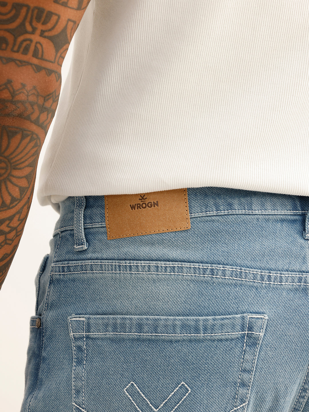 Washed Straight Fit Denim Jeans | Light Blue