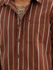 Slim Fit Textured Striped Shirt | Brown