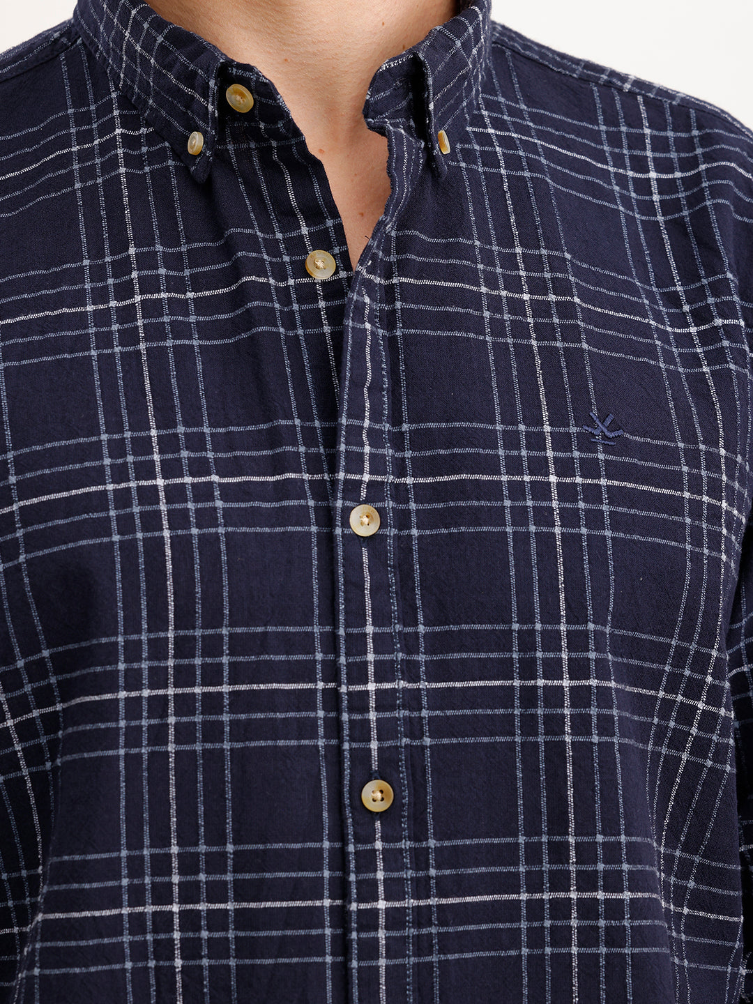 Slim Fit Checkered Shirt  | Navy Blue