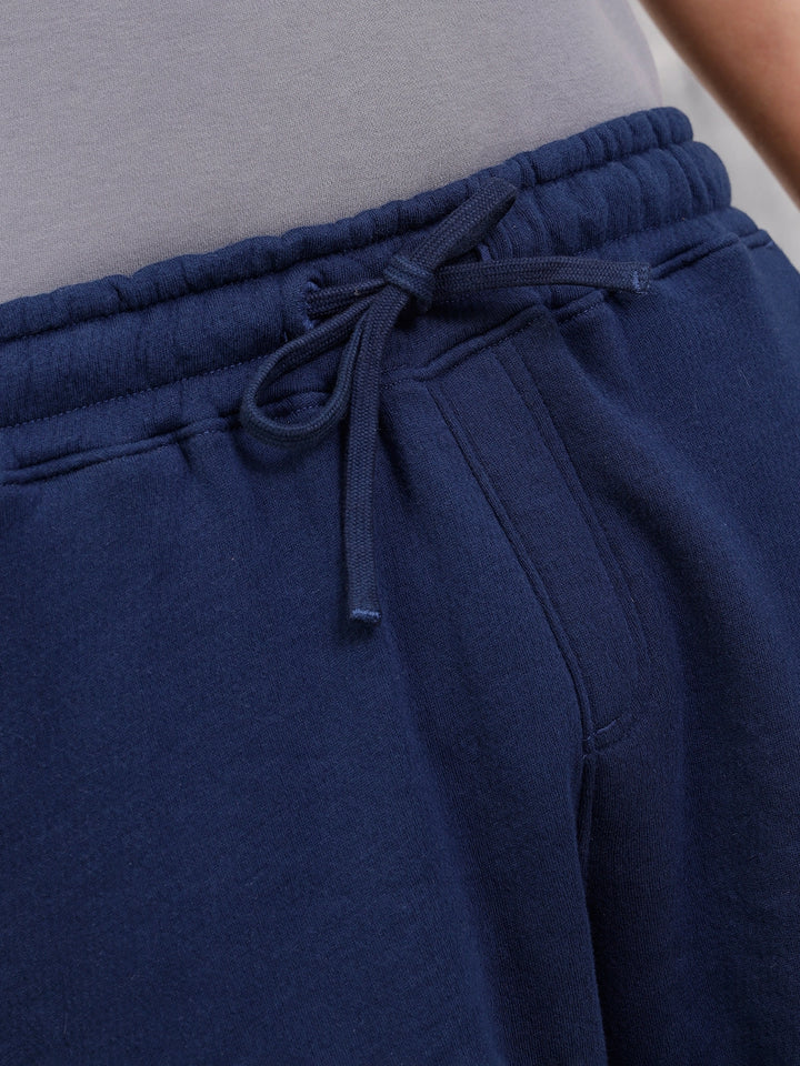 Cotton Terry Slim Fit Shorts I Navy Blue