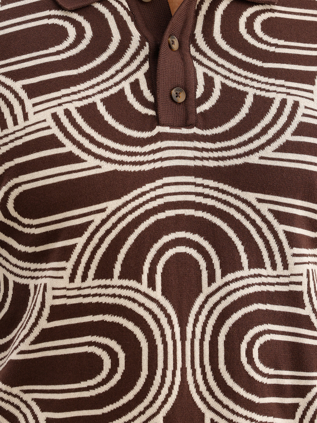 Slim Fit Jacquard Polo T-Shirt | Brown