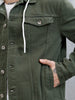 Wrogn Men's Casual Hooded Denim Jacket | Olive