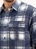 Comfort Fit Double Pocket Checkered Shirt | Blue