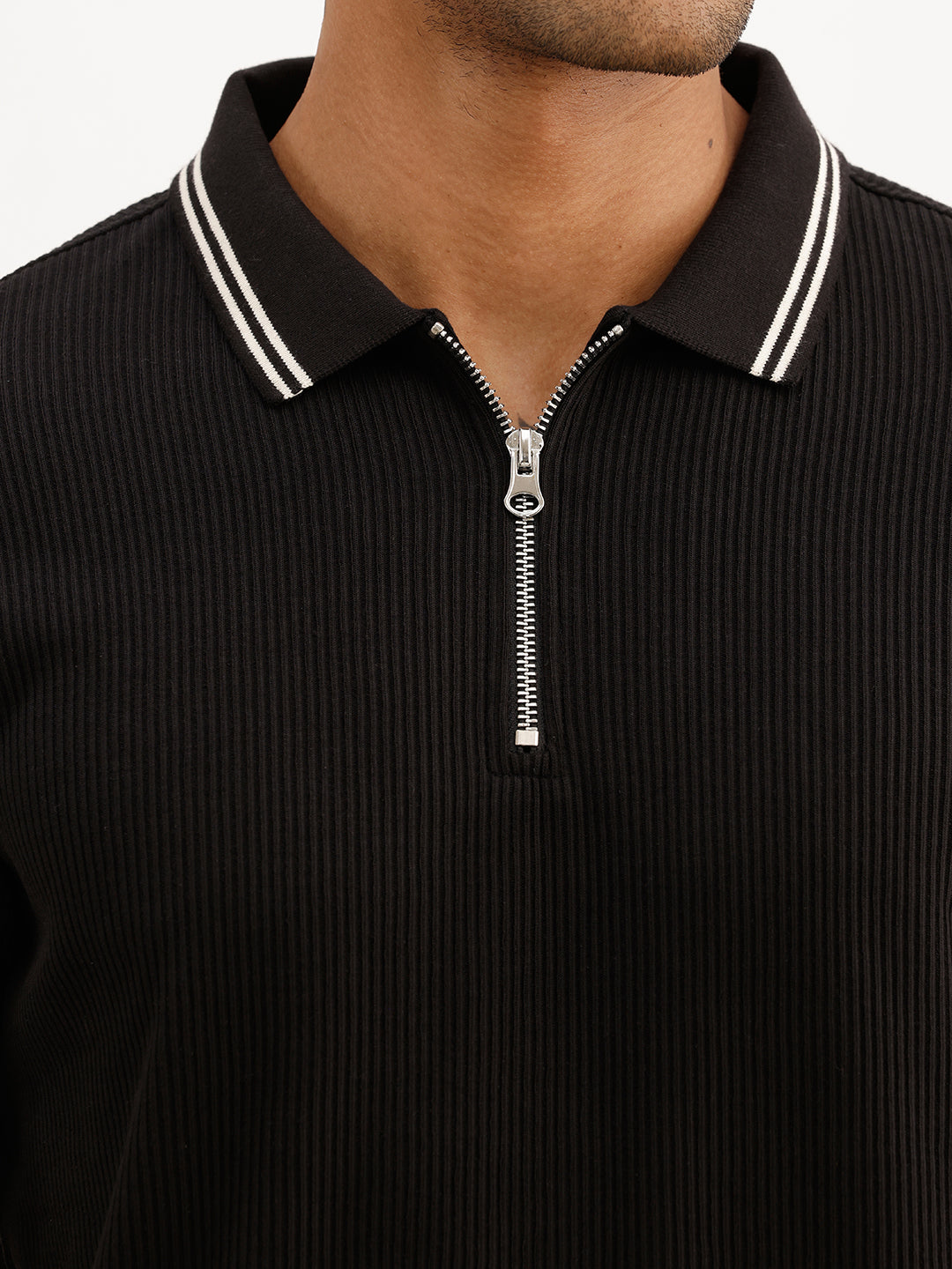 Slim Fit Tipping Collar Polo T-Shirt | Black | WPT02HSSL1238S