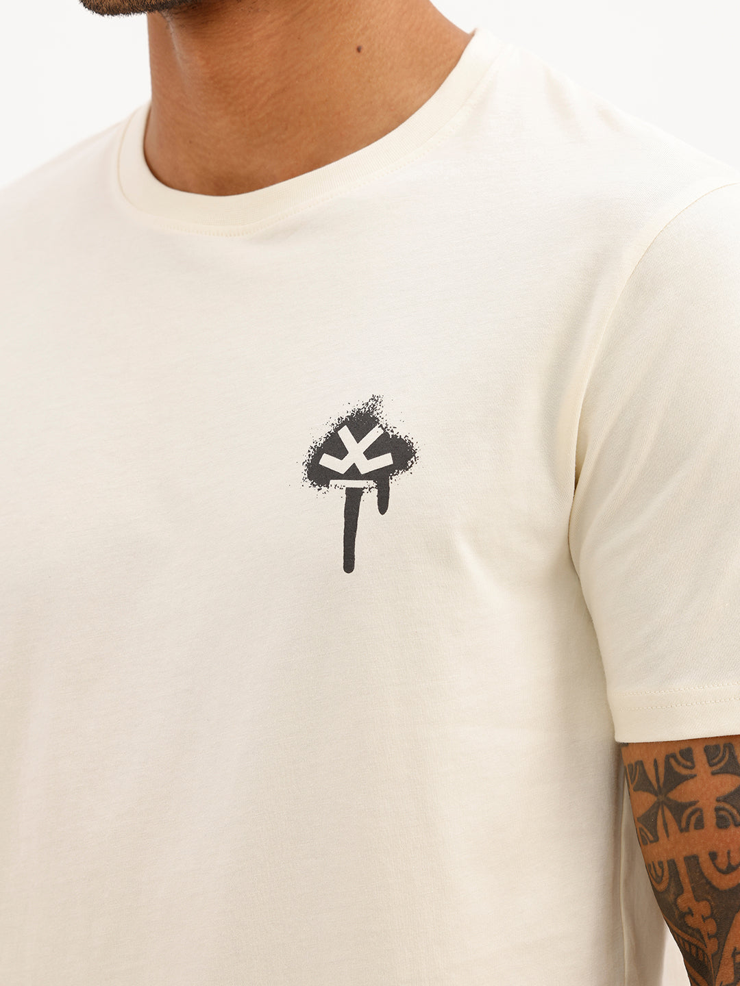Slim Fit Placement Printed T-Shirt | White