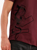 3D Flock Placement Printed T-Shirt | Wine