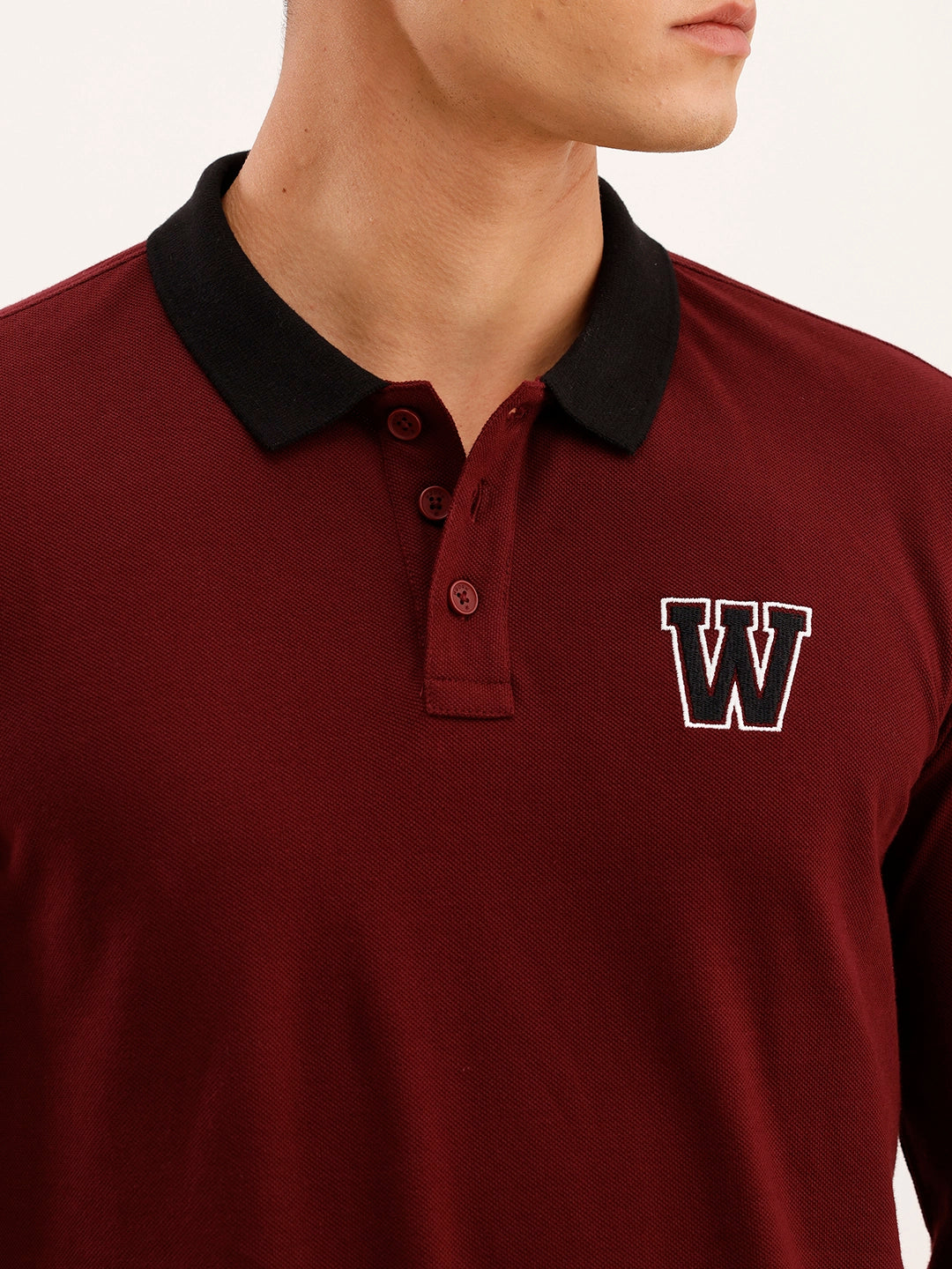 Slim Fit Contrast Collar Polo T-Shirt | Maroon
