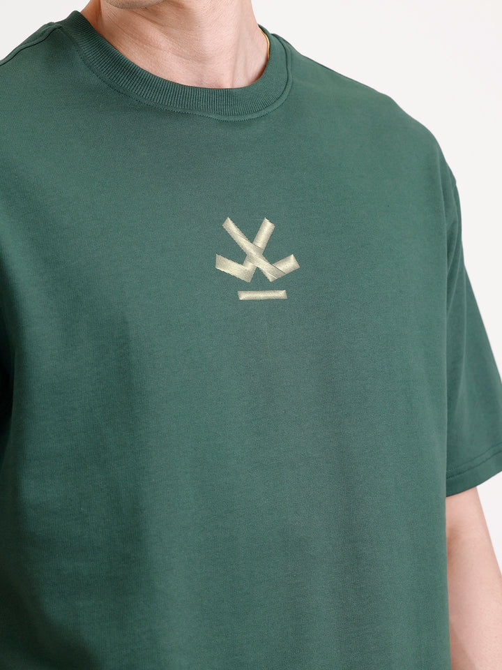 Classic Back Printed Oversized T-Shirt   |  Dark Green