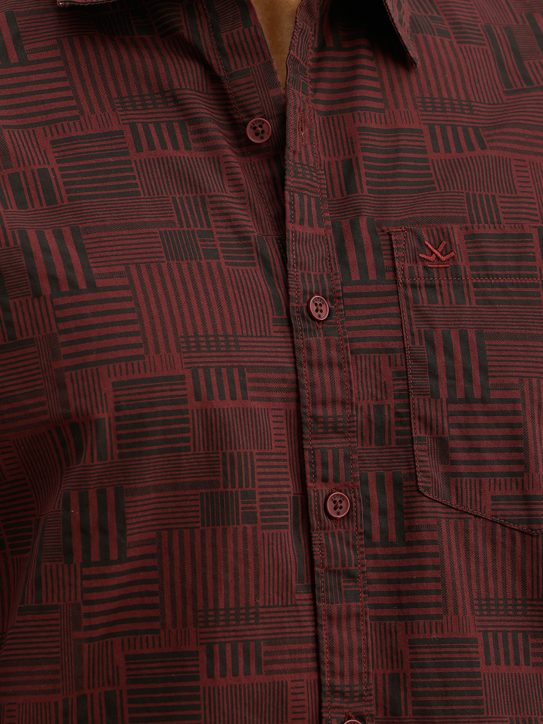 Slim Fit AOP Full Sleeve Shirt | Black