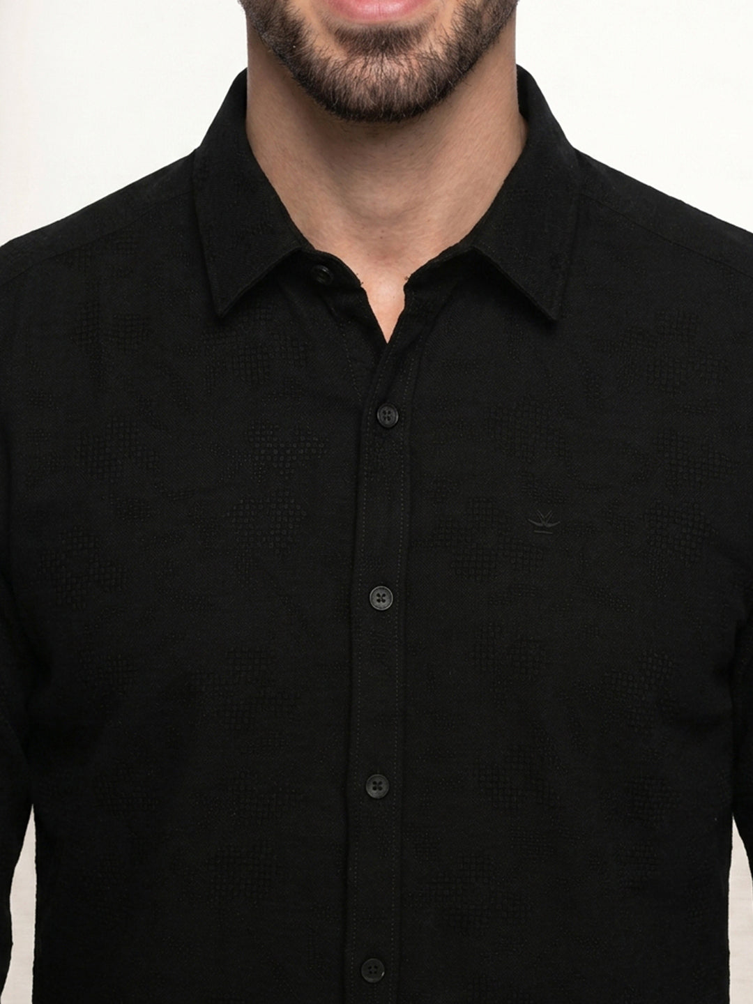 Solid Comfort Fit Full Sleeve Shirt | Black