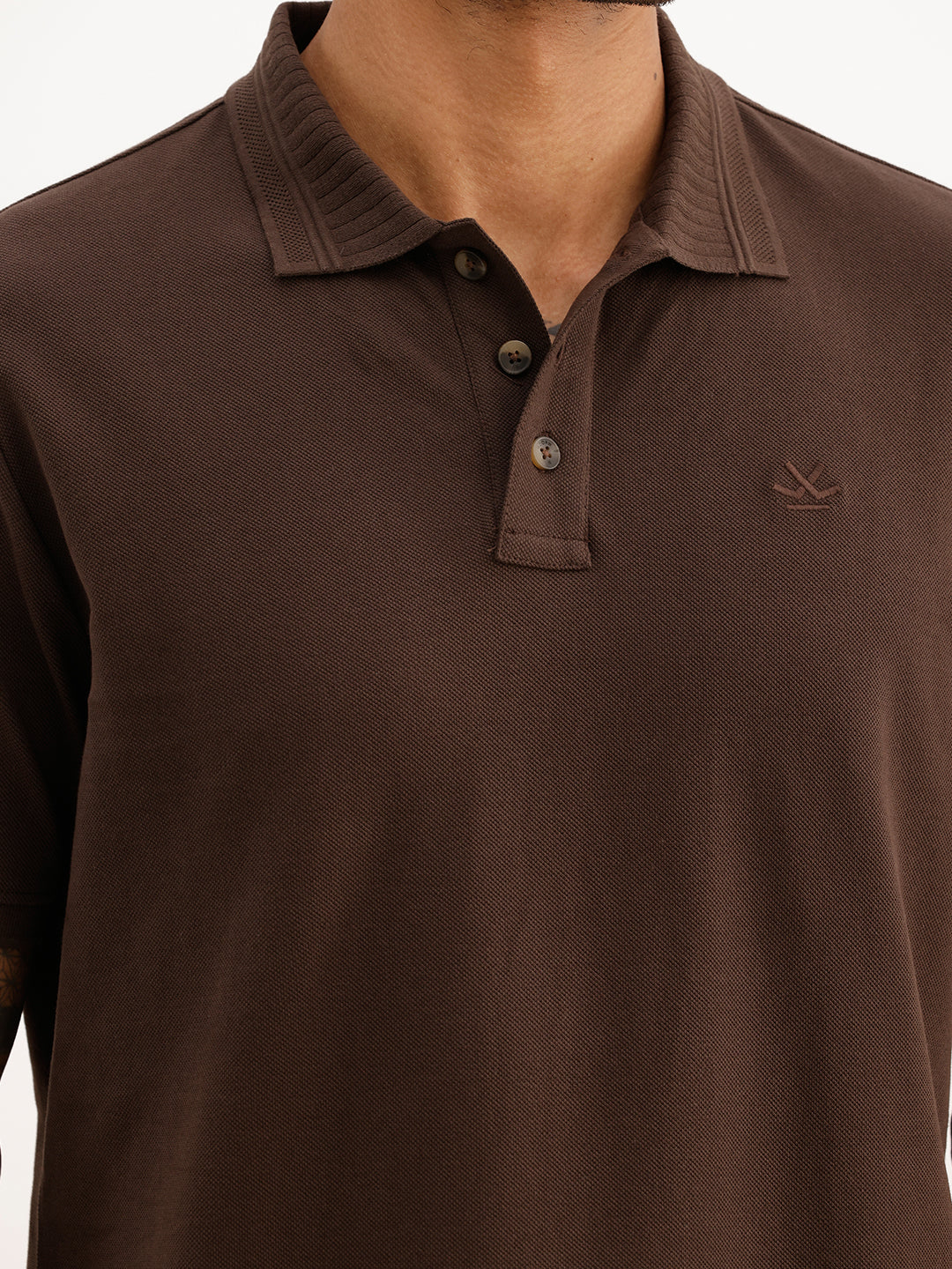 Solid Slim Fit Polo T-Shirt | Brown