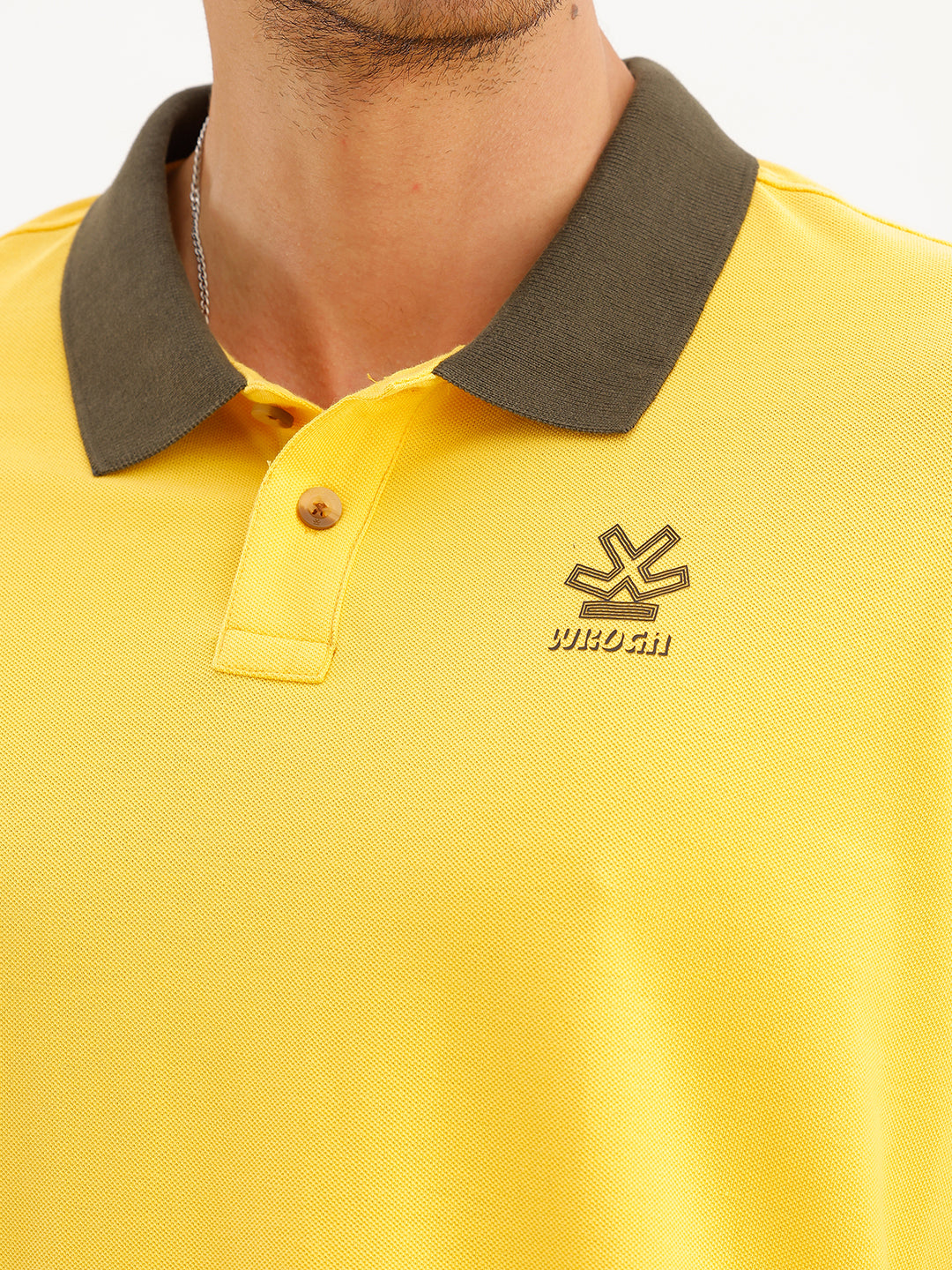 Solid Contrast Collar Polo T-Shirt | Yellow | WWTS372F