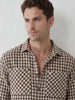 Comfort Fit Double Pocket Checkered Shirt | Brown
