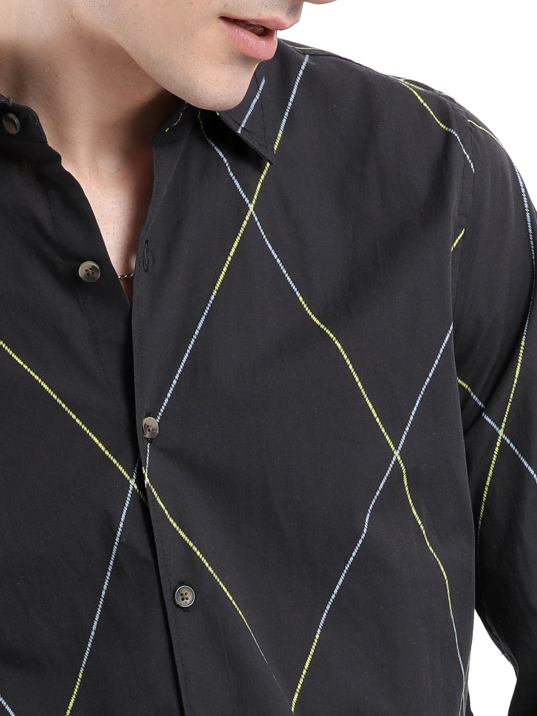 Diagonal Lines Black Shirt