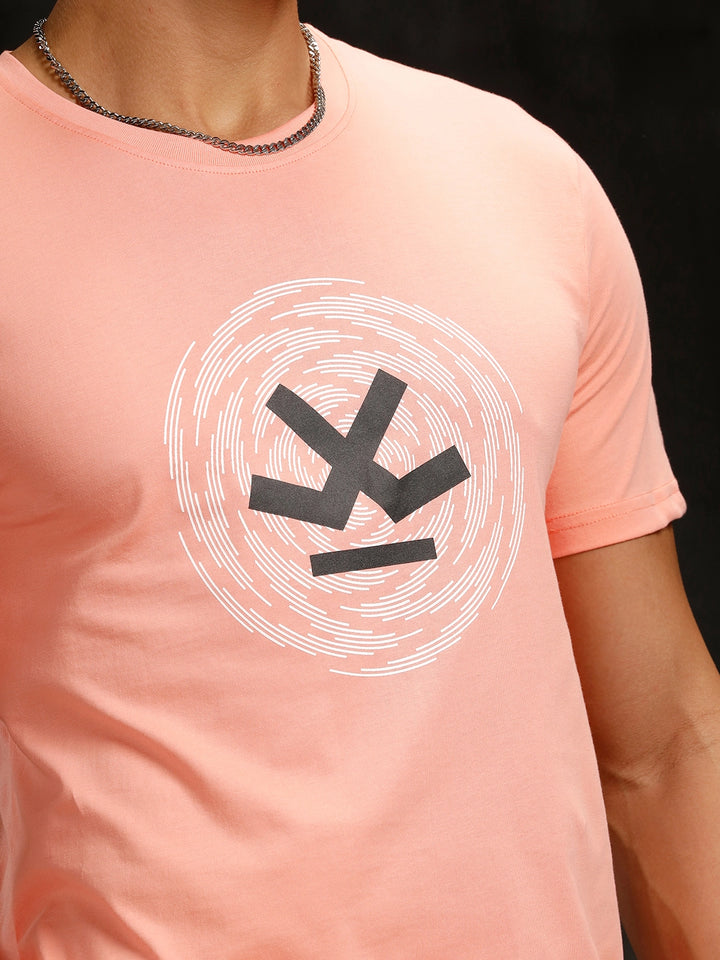 Logo Placement Printed T-Shirt | Pink
