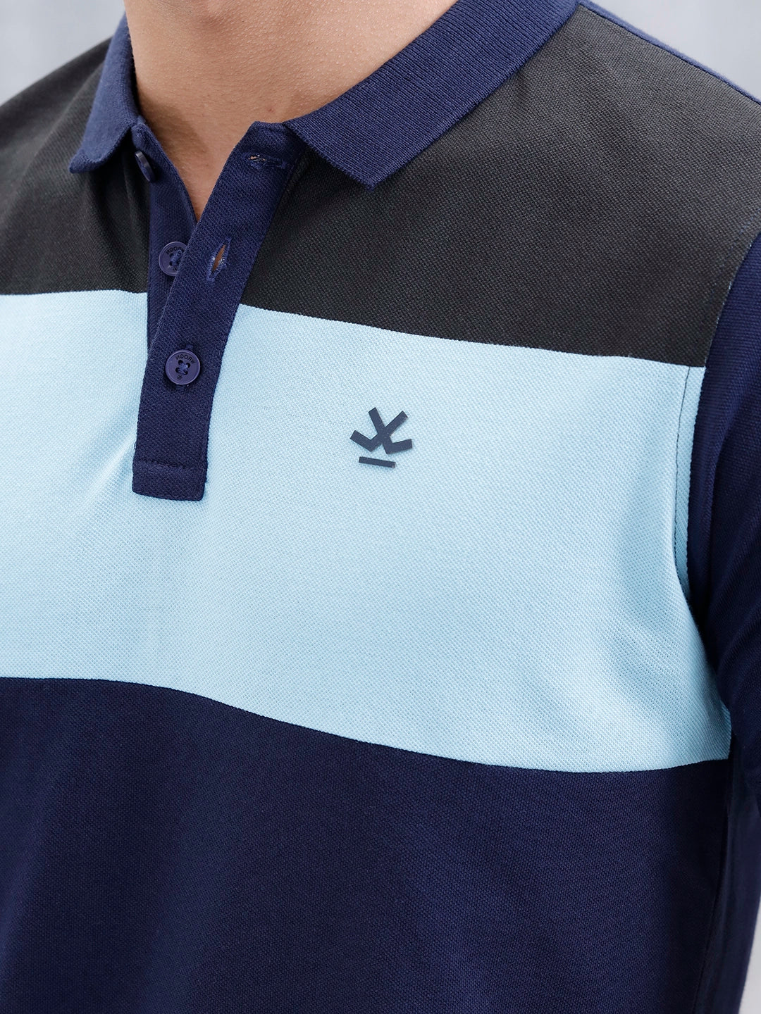 Polo T-Shirt With Colourblock Details | Dark Blue