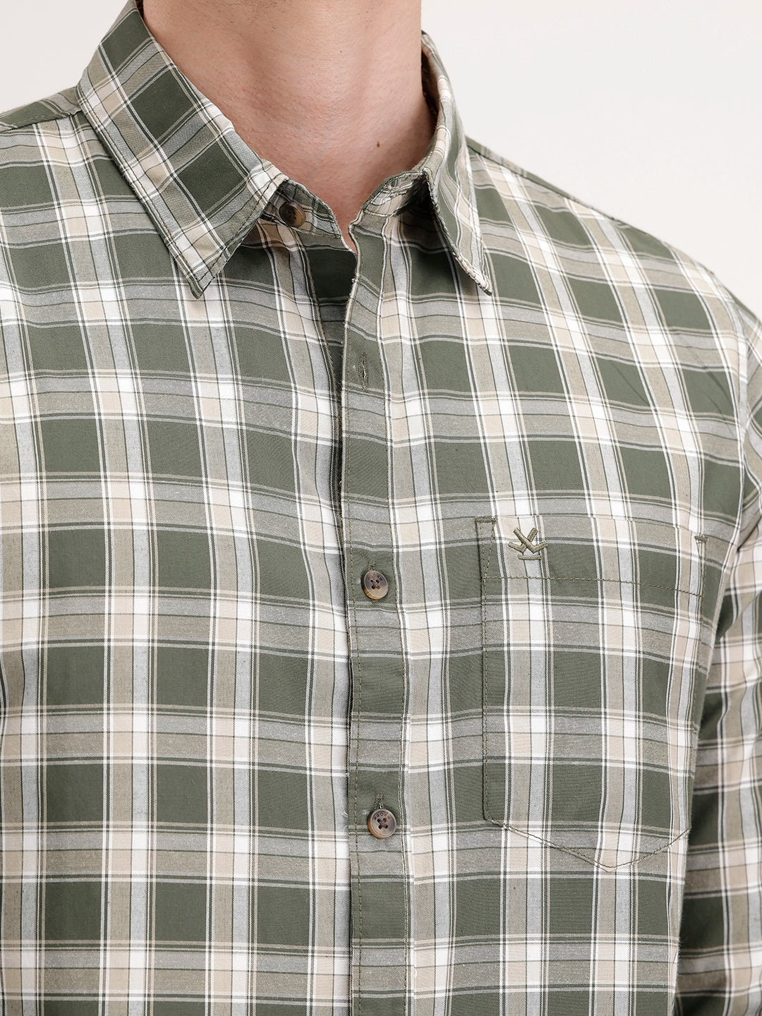 Regular Fit Checkered Shirt | Light Green