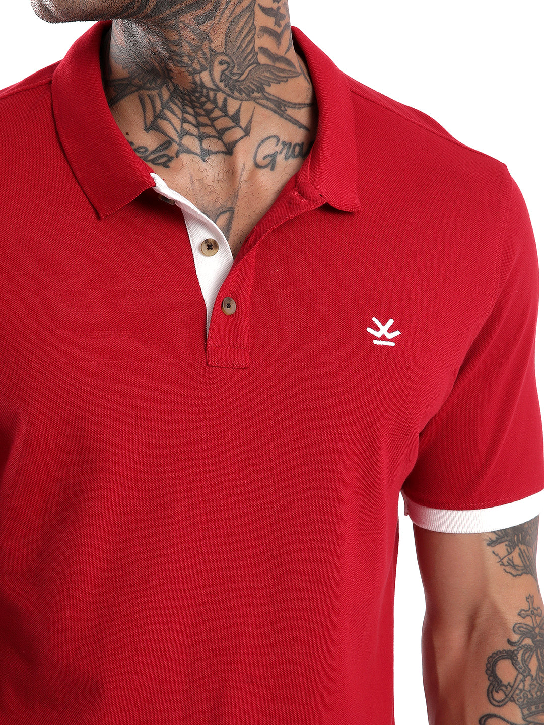 Red Contrast Pique Polo